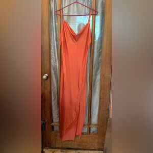 Elegant Coral Satin Slip Dress Dreamy Dopamine Romantic